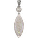 925 Silver Opal Titanium Druzy White Mabe Pearl Sterling Pendant, 2 1/2"