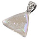 925 Silver Trillion White Opal Titanium Agate Druzy Sterling Pendant, 1.2"