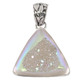 925 Silver Trillion White Opal Titanium Agate Druzy Sterling Pendant, 1.2"