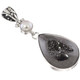 925 Silver Black Titanium Agate Druzy Freshwater Pearl Sterling Pendant, 1 7/8"
