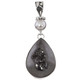 925 Silver Black Titanium Agate Druzy Freshwater Pearl Sterling Pendant, 1 7/8"