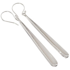 925 Silver Sterling White Oyster Mother Of Pearl Shell Drop Earrings, 1.6"