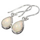 925 Silver Dainty Teardrop White Opal Sterling Pear Dangle Earrings, .5"