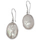 925 Silver Oval Iridescent White Oyster Mother Of Pearl Shell Earrings, 1.6"