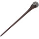 Skull Hairpin Hair Pin Natural Wood White Brass Scroll Filigree, 6 1/2"