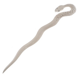 Natural White Bison Bone Hand Carving Snake Hairstick Hair Hairpin, 6.5"