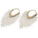 Gorgeous White Bison Bone Double Sided Hand Carving Brass Earrings, 1.8"