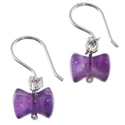 925 Silver Cute Barbell  Purple Amethyst Sterling Earrings, 3/4"