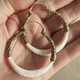 Buffalo Bone Hoop Shell Filigree Hand Carving Brass Filigree Earrings, 2"
