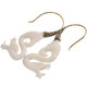Dragon White Bison Bone Double Sided Hand Carving Brass Earrings, 2.3"