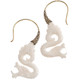Dragon White Bison Bone Double Sided Hand Carving Brass Earrings, 2.3"