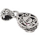 925 Silver Pear Teardrop Pink CZ Sterling Scroll Filigree Pendant, 0.9"