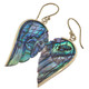 Exquisite Paua Abalone Shell Wing Hand Carving Brass Filigree Earrings, 1.2"