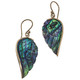 Exquisite Paua Abalone Shell Wing Hand Carving Brass Filigree Earrings, 1.2"