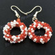 1" Glass Seed Beads White French Wires Earrings