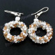 1" Glass Seed Beads Silver White French Wires Earrings