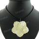 Leather Goldlip Mother Of Pearl Flower Shell Lobster 18" Black Necklace