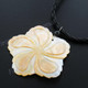 Leather Goldlip Mother Of Pearl Flower Shell Lobster 18" Black Necklace
