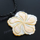 Leather Goldlip Mother Of Pearl Flower Shell Lobster 18" Black Necklace