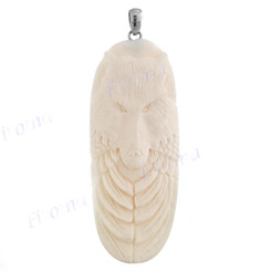 3 1/4" 925 Silver Buffalo Bone Indian Wolf Pendant