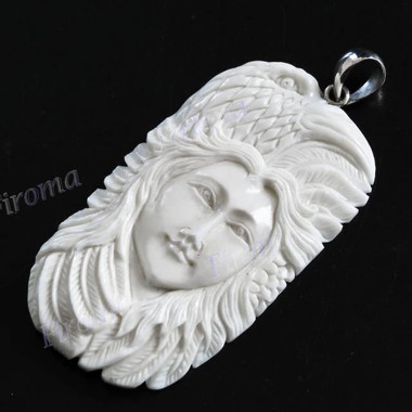 2 13/16" 925 Silver Buffalo Bone Indian Eagle Pendant