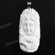 3 1/16" 925 Silver Buffalo Bone Carving Indian Totem Eagle Pendant