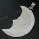 1 15/16" 925 Silver Buffalo Bone Carving Pharao Moon Pendant