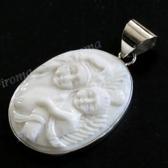 1 15/16" 925 Silver Buffalo Bone Pendant