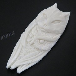 Cabochon Buffalo Bone Undrilled Totem Mountain Lion Owl 3"(76mm) 19gr(95cts)