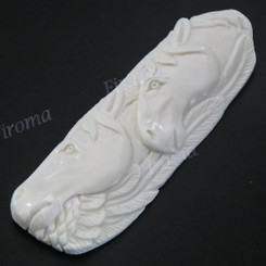 Cabochon Buffalo Bone Undrilled Pair Equestrian Horse 2 15/16"(75mm)