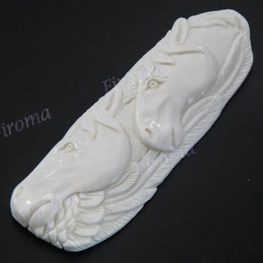 Cabochon Buffalo Bone Undrilled Pair Equestrian Horse 2 15/16"(75mm)