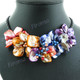 Dyed Mother Of Pearl Freshwater Pearl Flower Shell 17" Orange Purple Necklace