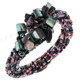 Mother Of Pearl Seed Beads Amethyst 7" Peacock Purple Bangle Post Bracelet
