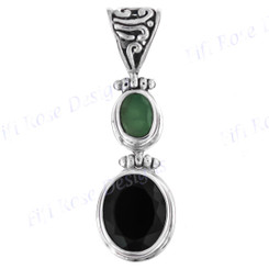 1 7/16" 925 Silver Onyx Emerald Pendant