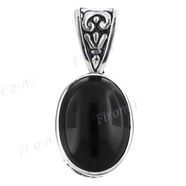 1 1/16" 925 Silver Onyx Pendant