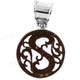 2" 925 Silver Coconut Shell Carved Pendant