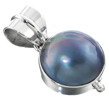 1 1/16" 925 Silver Grey Mabe Pearl Pendant