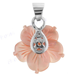 1 1/8" 925 Silver Pink Mother Of Pearl Shell Pendant