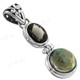1 3/8" 925 Silver Smokey Quartz Biwa Pendant