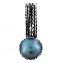 1 3/8" 925 Silver Grey Mabe Pearl Pendant