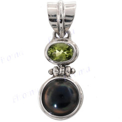 1 1/4" 925 Silver Peridot Freshwater Pendant