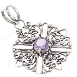 1 9/16" 925 Silver Amethyst Pendant