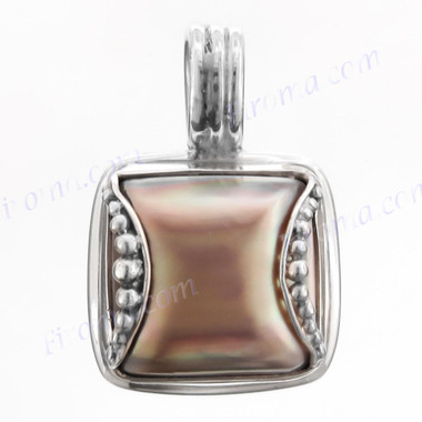 7/8" 925 Silver Gold Mabe Pearl Pendant