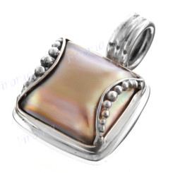 7/8" 925 Silver Gold Mabe Pearl Pendant