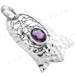 1 5/8" 925 Silver Amethyst Pendant