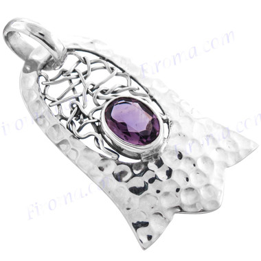 1 5/8" 925 Silver Amethyst Pendant
