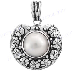 1 9/16" 925 Silver White Mabe Pearl Pendant