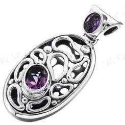 1 7/8" 925 Silver Amethyst Pendant