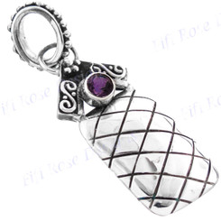 1 1/2" 925 Silver Amethyst Pendant