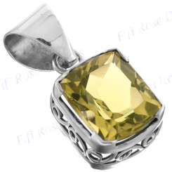 7/8" 925 Silver Lemon Quartz Pendant